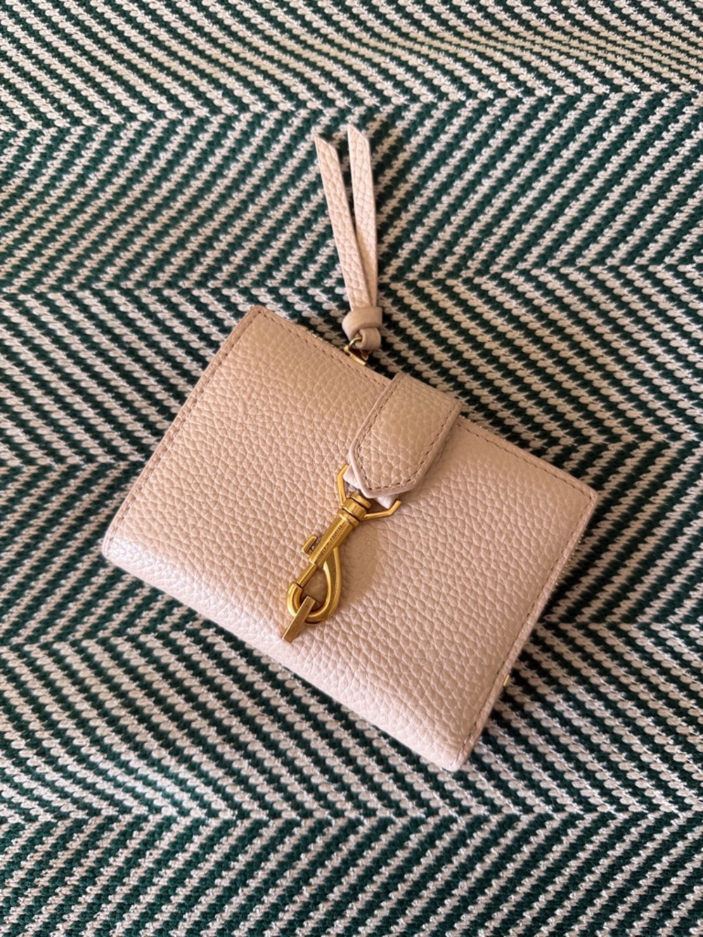 Rebecca Minkoff Megan Slim Wallet with Gold Hardware - Light Beige